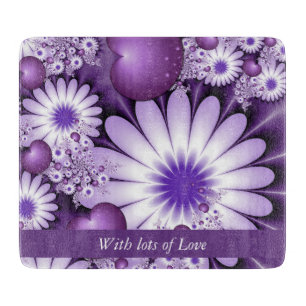 Valentines Day Abstract Flowers & Hearts Fractal Cutting Board