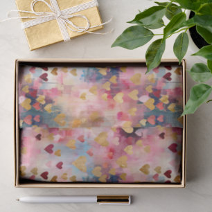 Valentine's Day Abstract Gold Colour Hearts Tissue Paper