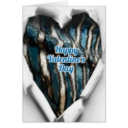 Valentine's Day Abstract torn heart blue stripes
