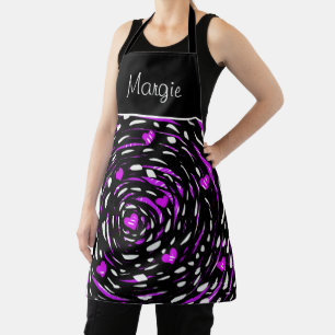 Valentines Day Abstract Tunnel Hearts Neon Purple Apron