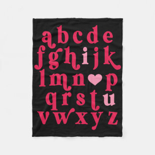 Valentines Day Alphabet Abc I Love You Teacher Wom Fleece Blanket