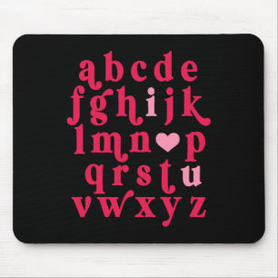 Valentines Day Alphabet Abc I Love You Teacher Wom Mouse Mat