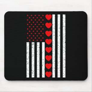 Valentines Day American Flag Hearts Boys Girls Kid Mouse Mat