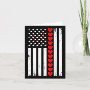 Valentines Day American Flag Hearts Patriotic Boys Card