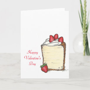 Valentine's Day Angel Food Cake Slice Strawberry Holiday Card