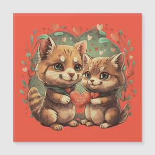 Valentines day animals in love magnetic invitation