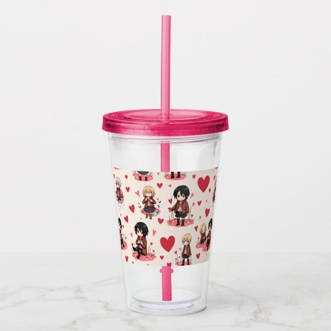 VALENTINE'S DAY ANIME CLEAR TUMBLER (Front)