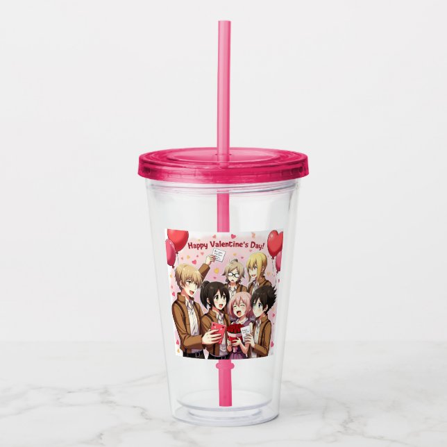 VALENTINE'S DAY ANIME CLEAR TUMBLER (Front)
