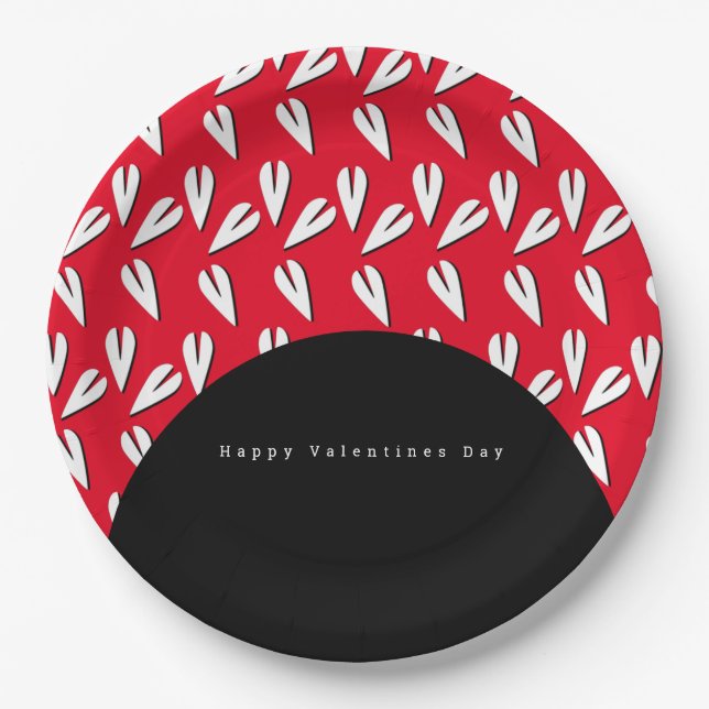 Valentines Day Arch and Hearts Pattern Paper Plate (Front)