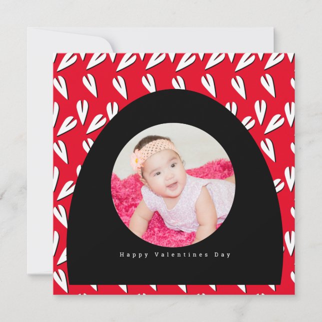 Valentines Day Arch and Hearts Pattern Photo Card (Front)