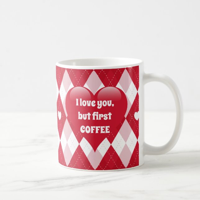 Valentine's Day Argyle Coffee Mug (Right)