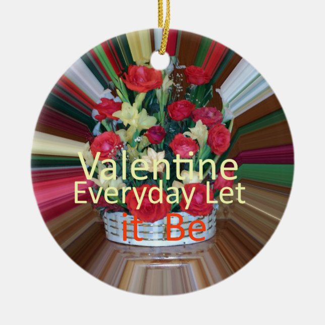 Valentine's Day Art Print Ceramic Tree Decoration (Front)