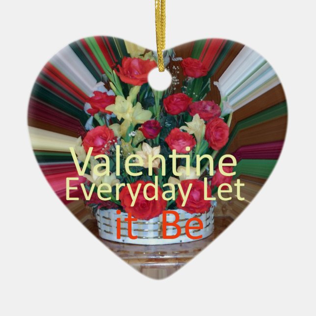 Valentine's Day Art Print Ceramic Tree Decoration (Front)