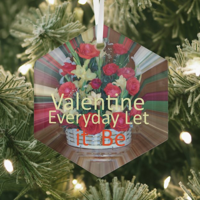 Valentine's Day Art Print Glass Tree Decoration (Insitu)