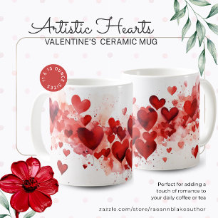 Valentine's Day Artistic Hearts Ceramic Coffee Mug