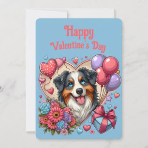 Valentine's Day - Australian Shepherd 4 - Holiday Card