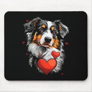 Valentine's Day Australian Shepherd Dog Mouse Mat