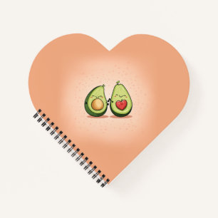 Valentines Day Avocado Halves Love Pattern Notebook