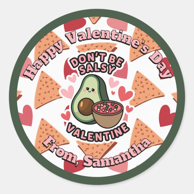 Valentine's Day Avocado Sticker (Front)