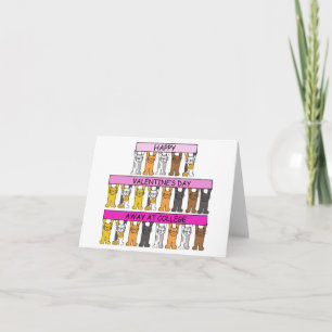 Valentine's Day Away at College Cartoon Cats Card