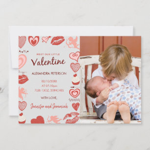 Valentines day baby announcement grey cupids