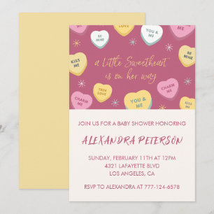 Valentines day baby shower colourful candy heart invitation