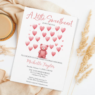 Valentine's Day baby Shower Cute Bear Sweetheart Invitation