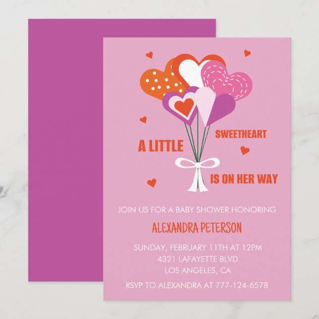 Valentines day baby shower Cute Hearts Bouquet Invitation (Front/Back)