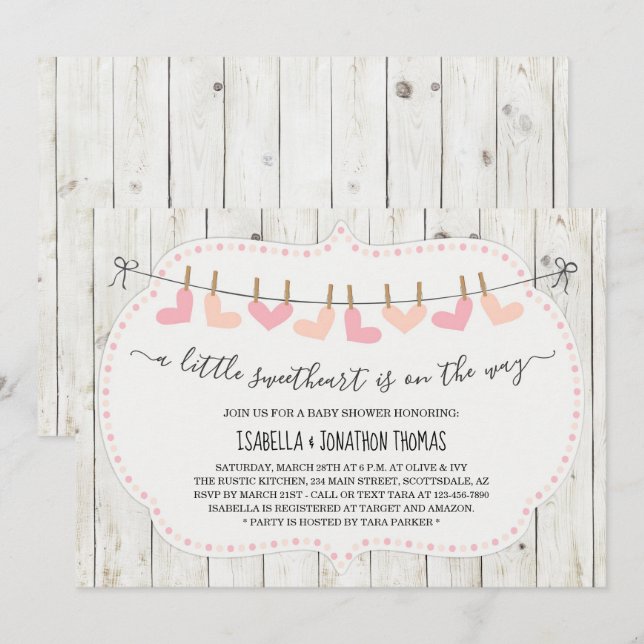 Valentines Day Baby Shower - Girl / Gender Neutral Invitation (Front/Back)