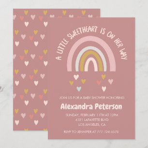 Valentines day baby shower rainbow hearts invitation