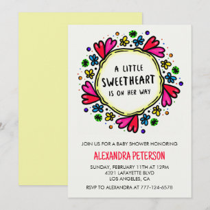 Valentines day baby shower whimsical heart invitation