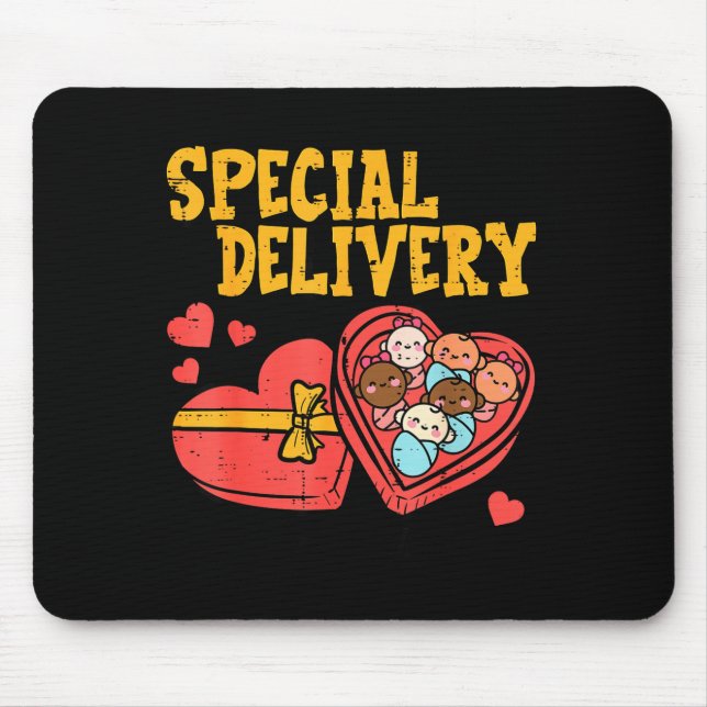 Valentines Day Baby Special Labor Delivery Nurse W Mouse Mat (Front)
