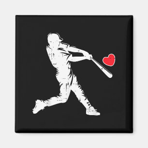 Valentines Day Baseball Batter Silhouette Heart Me Magnet