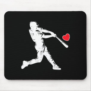 Valentines Day Baseball Batter Silhouette Heart Me Mouse Mat