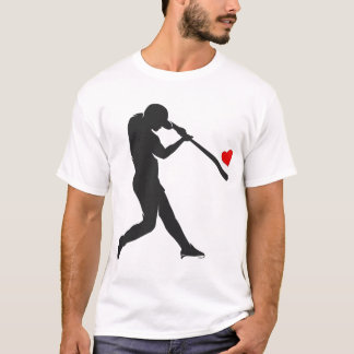 Valentines Day Baseball Batter Silhouette Heart T-Shirt