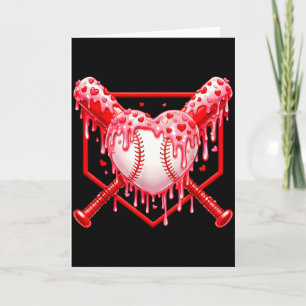 Valentines Day Baseball Boys Ice Cream Drip Heart  Card
