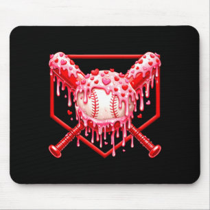 Valentines Day Baseball Boys Ice Cream Drip Heart Mouse Mat