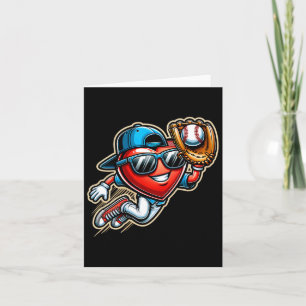 Valentines Day Baseball Boys Kids Funny 2  Card