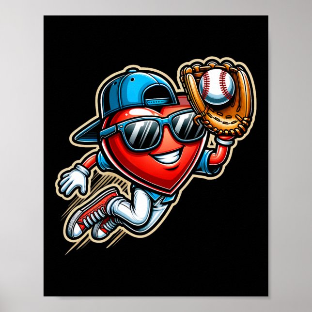 Valentines Day Baseball Boys Kids Funny 2  Poster (Front)