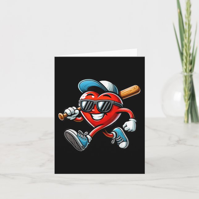 Valentines Day Baseball Boys Kids Funny  Card (Front)