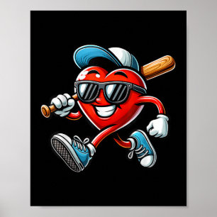 Valentines Day Baseball Boys Kids Funny  Poster