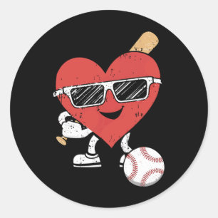 Valentines Day Baseball Cute Sports Men Boys Kids  Classic Round Sticker