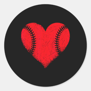 Valentines Day Baseball Heart Sport Boys Teens Gir Classic Round Sticker