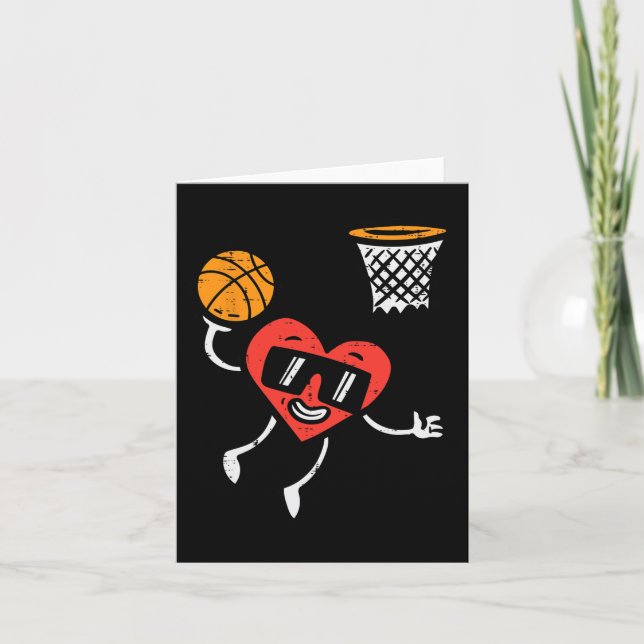 Valentines Day Basketball Cute Sports Men Boys Kid Card (Front)