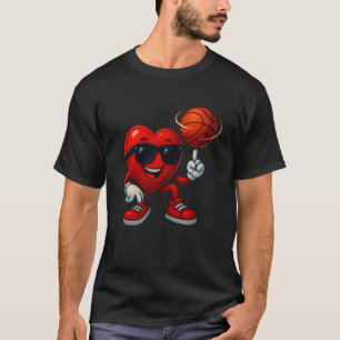Valentines Day Basketball Funny Red Heart Love Boy T-Shirt