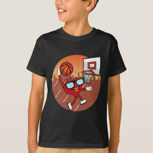 Valentines Day Basketball Heart Dunking Ball Boys T-Shirt