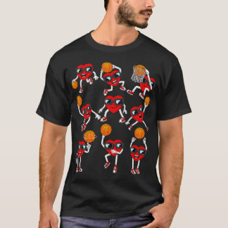 Valentines Day Basketball Heart Dunking Dribbling  T-Shirt