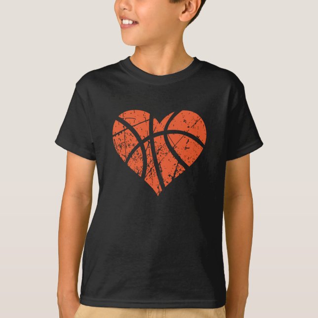Valentines Day Basketball Heart Grunge Men Women T-Shirt (Front)