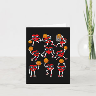 Valentines Day Basketball Heart Player Boys Kids Card