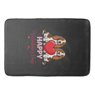 Valentine's Day Basset Hound Floral Dog Bath Mat